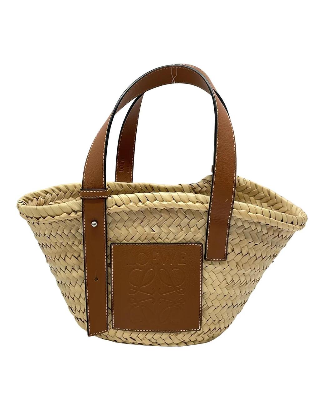 Loewe Basket Beige Brown Palm Leaf Calf #339870L67B